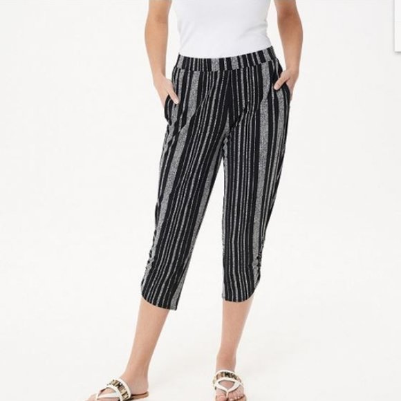 Susan Graver Pants - Susan Graver Petite Liquid Knit Crop Pants 1067
